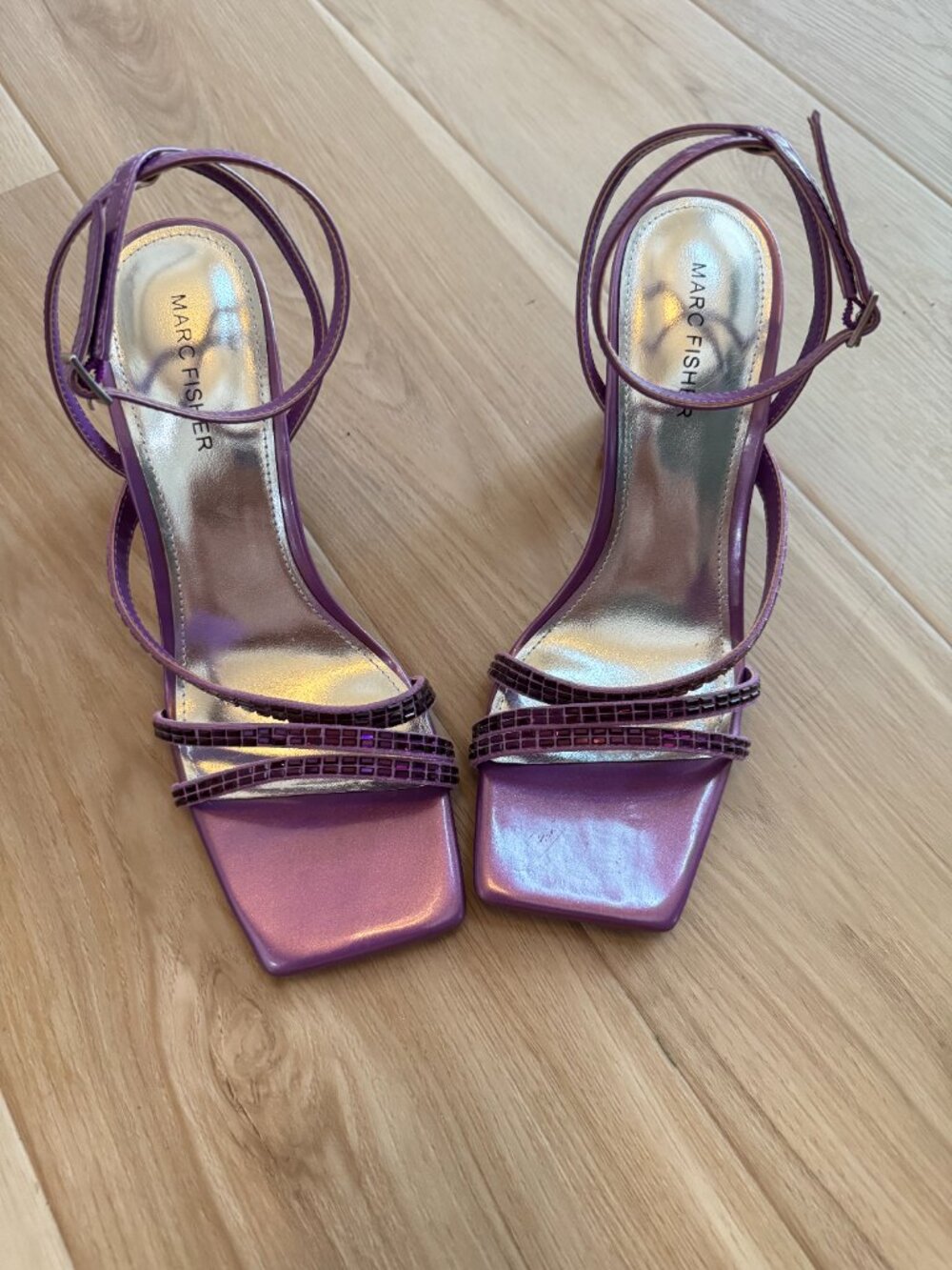 Marc Fisher Purple Rhinestone Strappy Heels Sandals Size 9 Homecoming Party